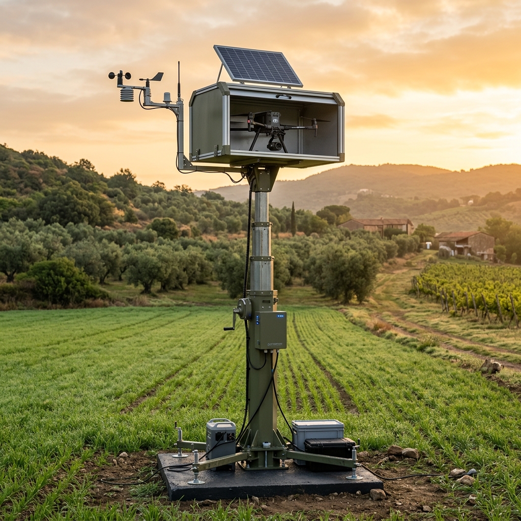 Mastil portable Sentinel INSECE en campo agricola